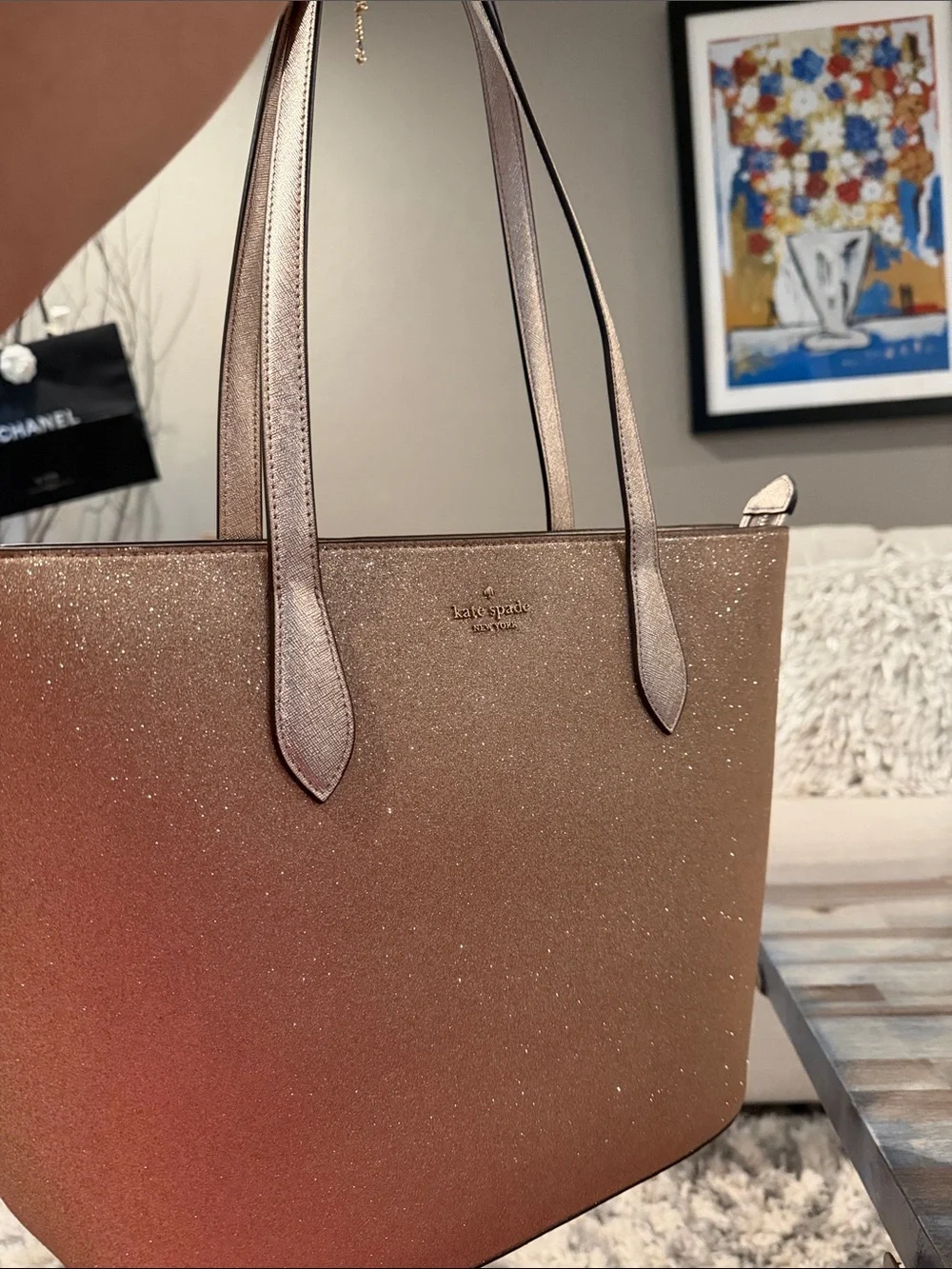 kate spade Rose Gold Glitter Tote